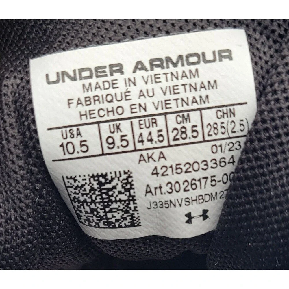 Under Armour Charged Assert 10 Black Lace-Up Running Shoes Mens Size 10.5